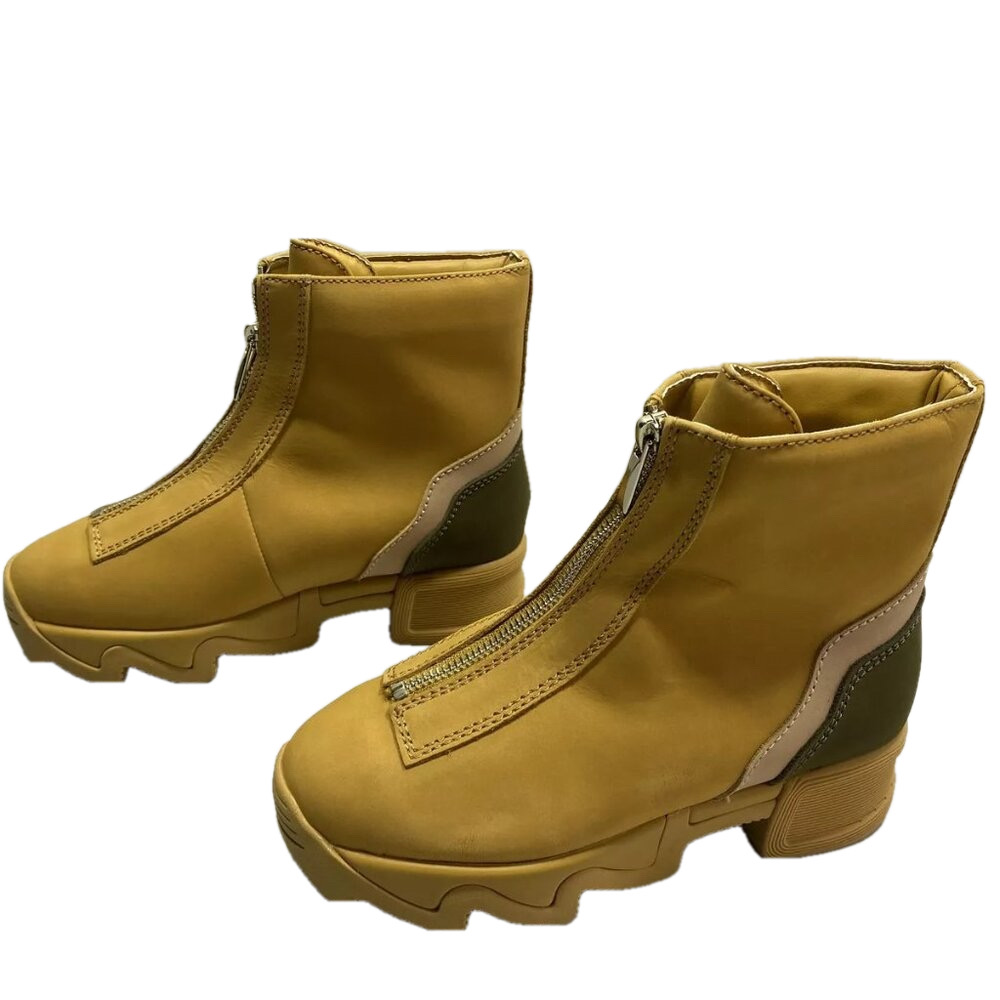New Iri Nyc Womens Odele Boots Size 5 Zip-Up Camel Brown Leather Heeled Lined